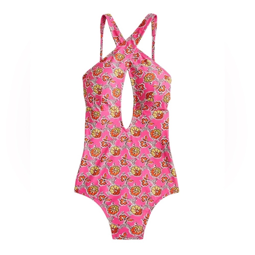 J. Crew Pink Floral One-Piece Swimsuit